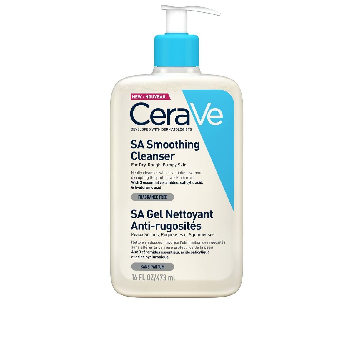 Gel Nettoyant Anti-Rugosités CeraVe SA Smoothing Cleanser – Peaux Sèches et Sensibles (473 ml) - Maison Sango